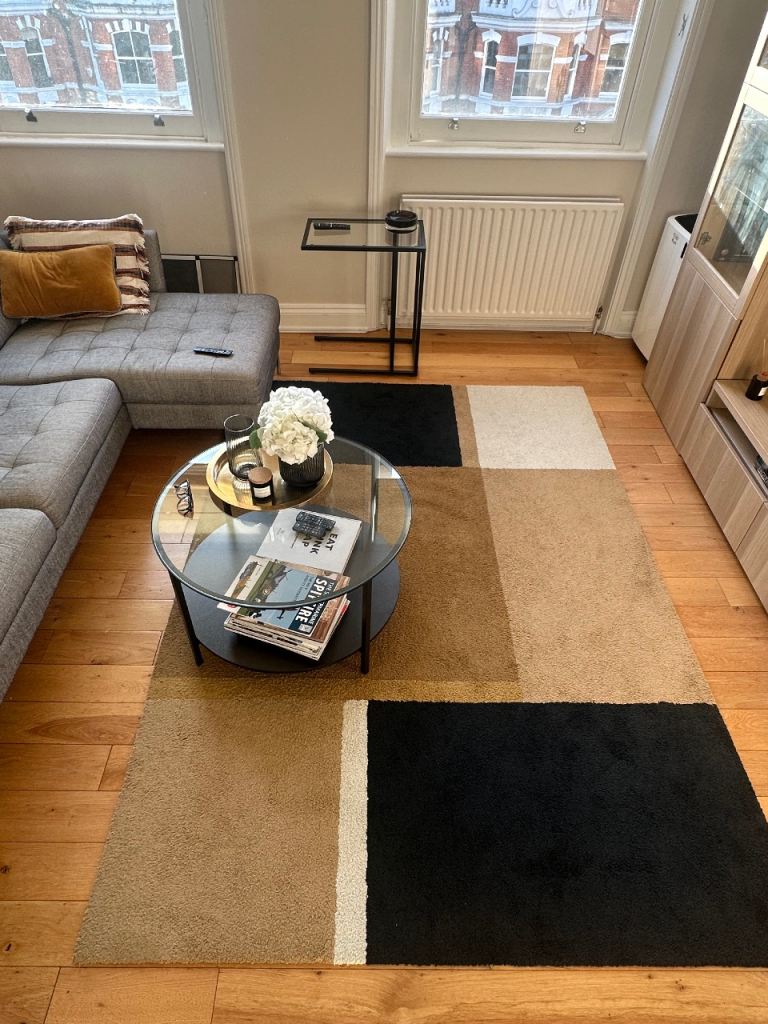 Modern Large Area Rug – Neutral Tones (Beige / Black / Cream)