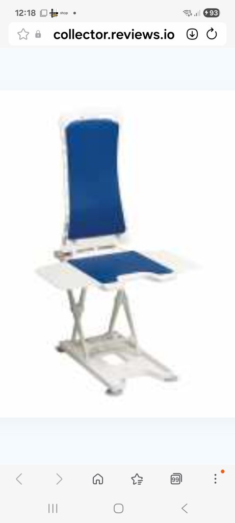 Adjustable Bath Chair with Blue Seat Pad - As New Condition