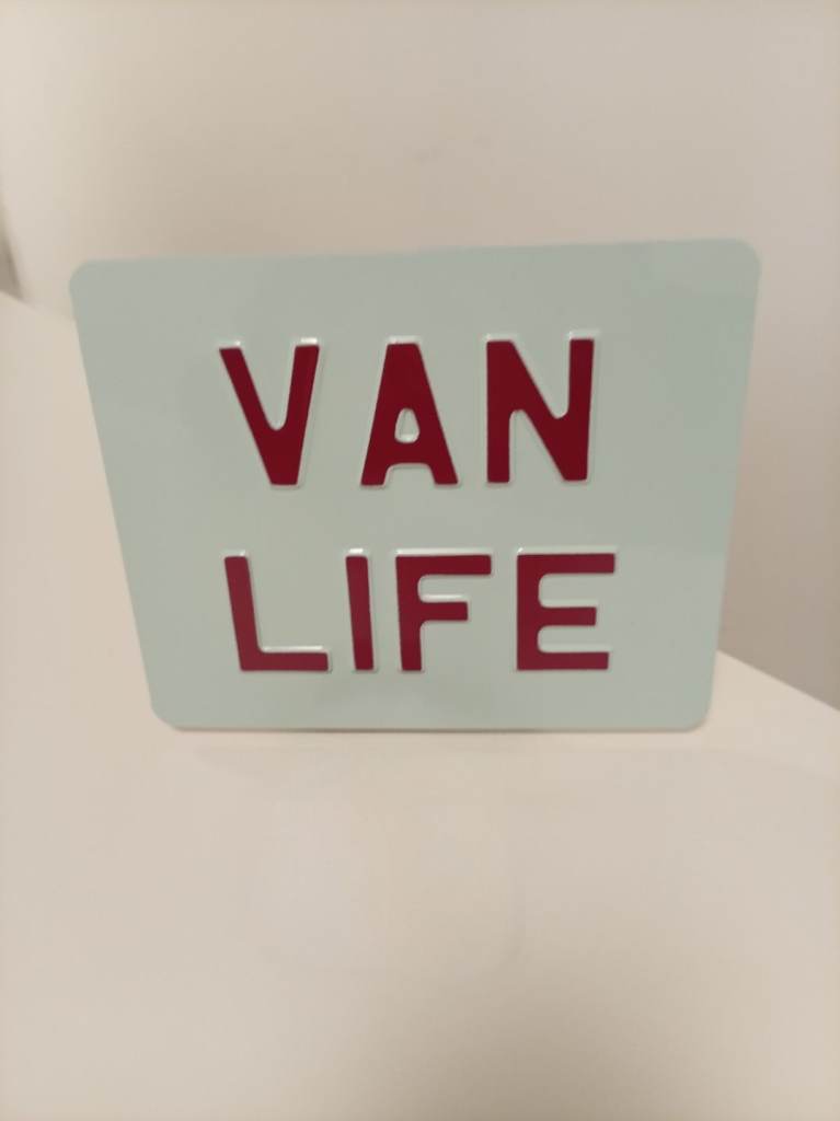 Van Life Metal Sign –  Grey,Red Plaque 