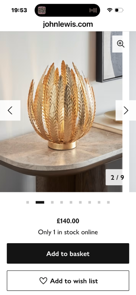 John Lewis table lamp 