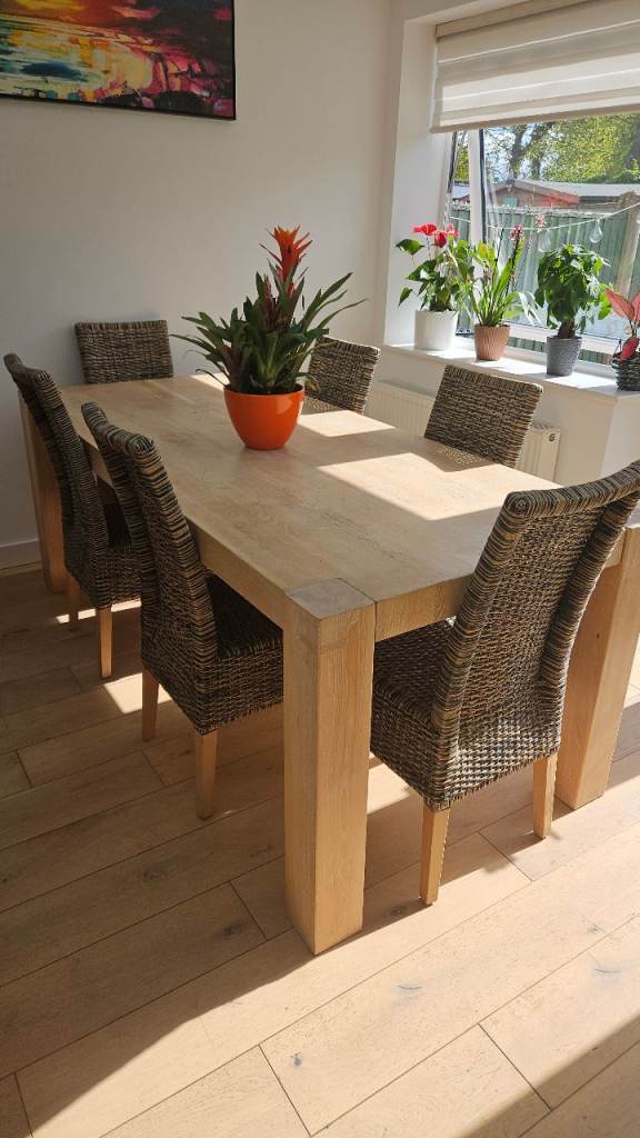 Solid wood table & 6 chairs