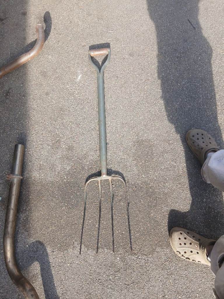 mid century All metal bedding fork