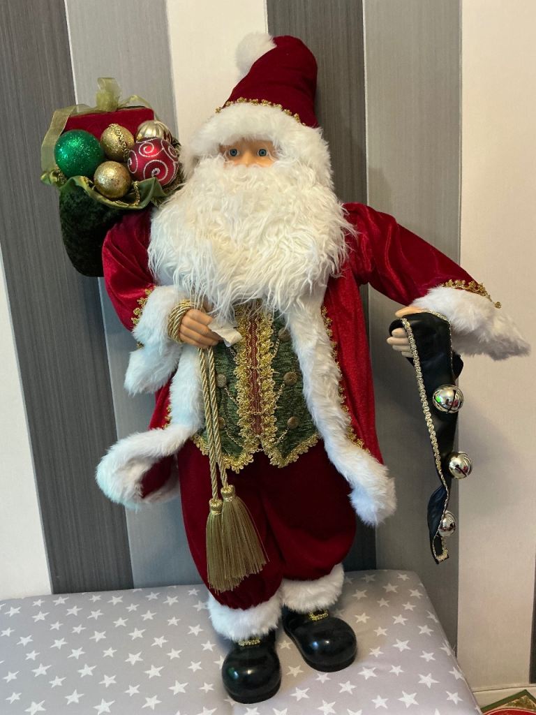 3ft Santa / Father Christmas Free Standing Fabric Costco Excellent Condition 