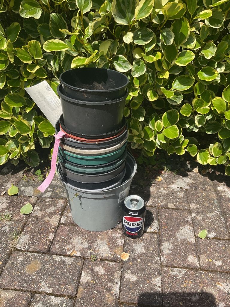 RINGWOOD FREE Stack of decent size used plastic garden pots FREE to collect RINGWOOD.
