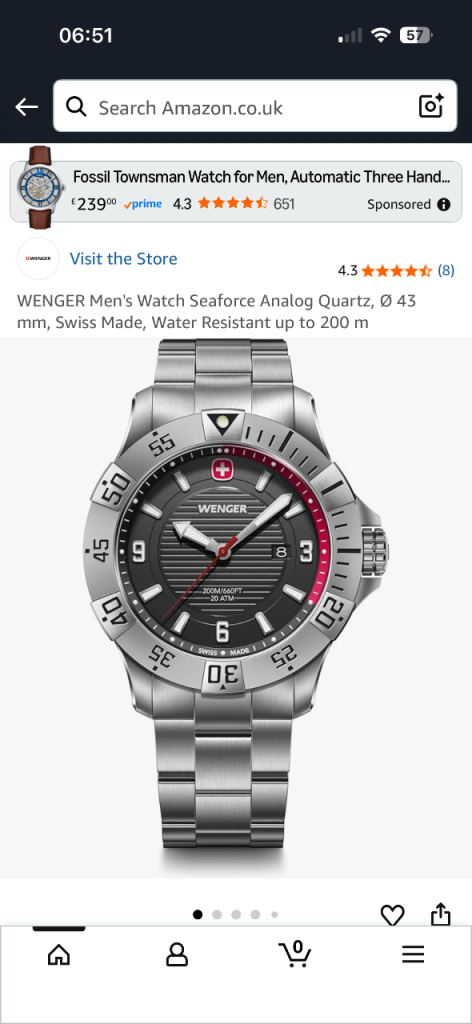 Men’s Swiss made Wenger watch barely used