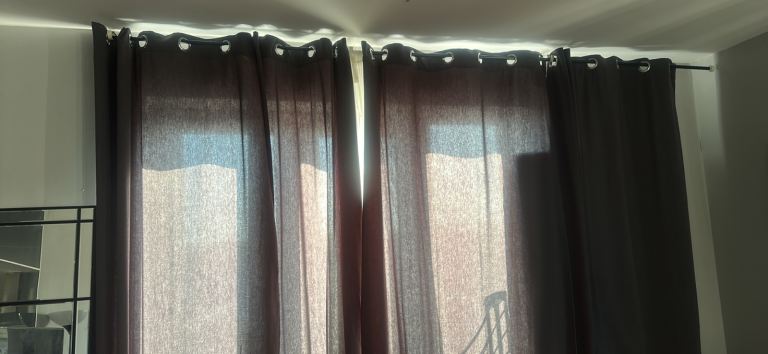 Brown Eyelet Curtains – Good Condition-9 pieces 