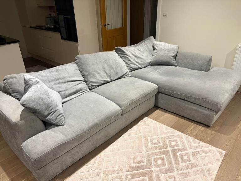 NEXT LARGE GREY 3-SEATER SOFA WITH CHAISE 