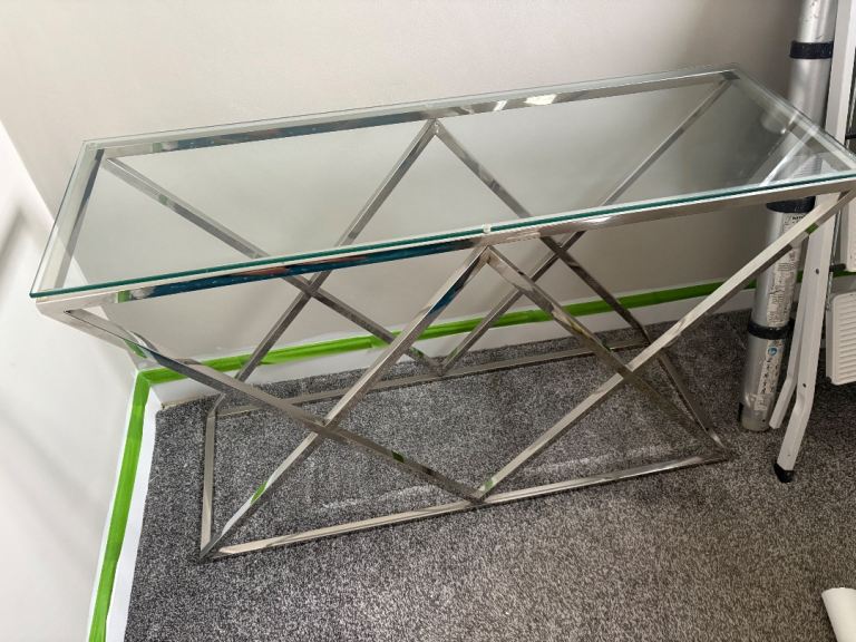 Glass and Chrome Console Table – Good Condition