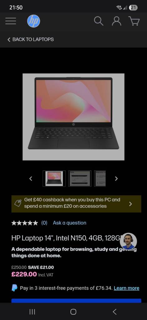 HP 14 Inch 14s-dq0011na Laptop 