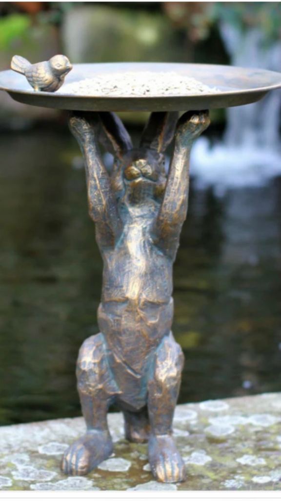 Rabbit bird bath feeder