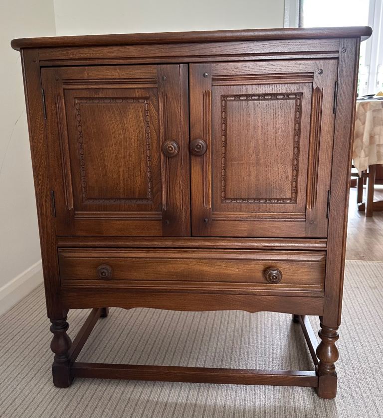 Ercol cabinet 731 Credence, solid elm, in Golden Dawn