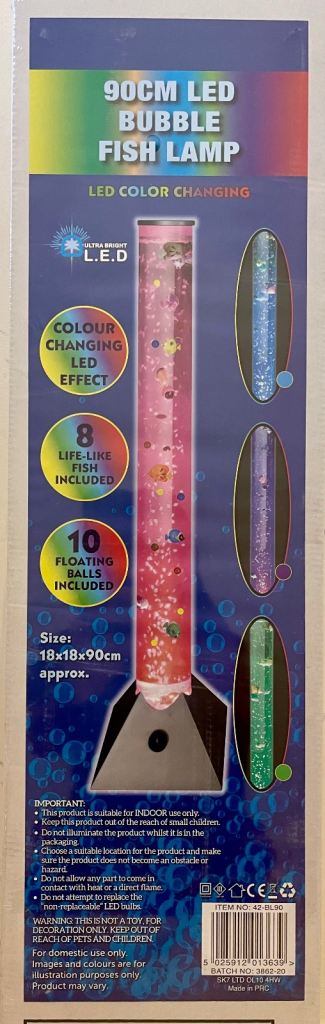 NEW 90cm LED Bubble Fish Lamp Colour Changing Mood Light – RRP £59.99