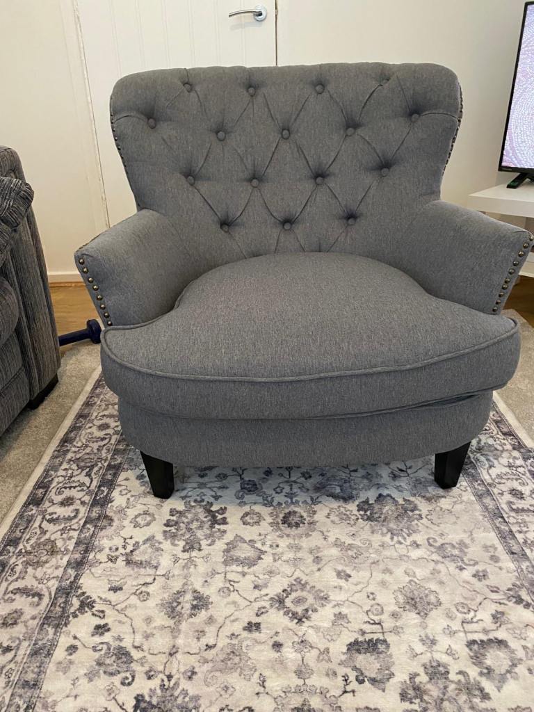 Grey Soft Linen Armchair