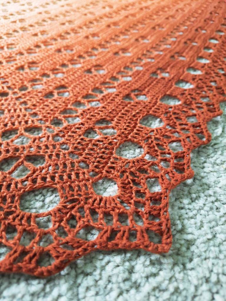 Gradient Knitted Shawl. Lace Shoulder Wrap. Crochet Shrug / Cover Up. Boho Ombre, Warm Autumn Hues