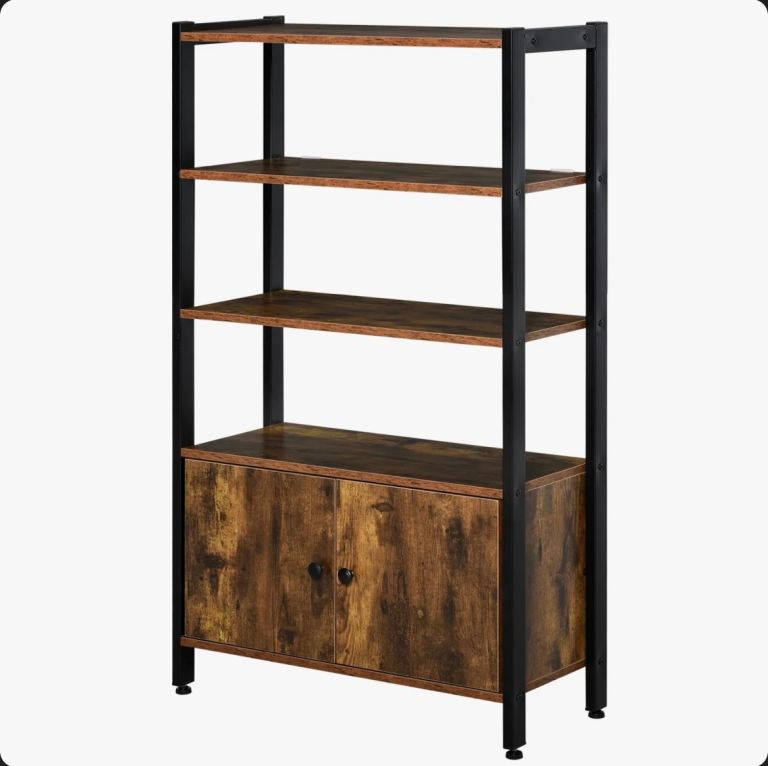 Rustic Industrial Style Bookshelf with Storage – Good Condition