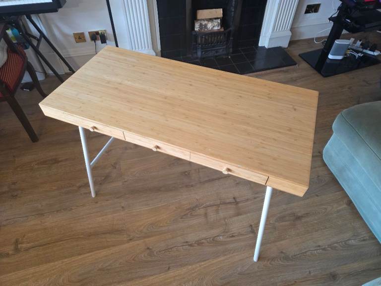 IKEA LILLÅSEN Desk – Bamboo / Light Wood – 3 Drawers