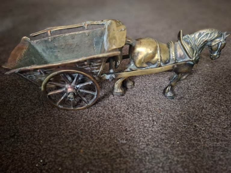 Brass Horse and Cart Model