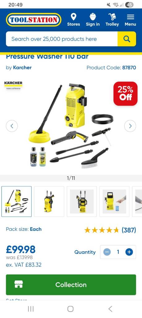 Karcher Pressure Washer K2 with Patio Cleaner Kit