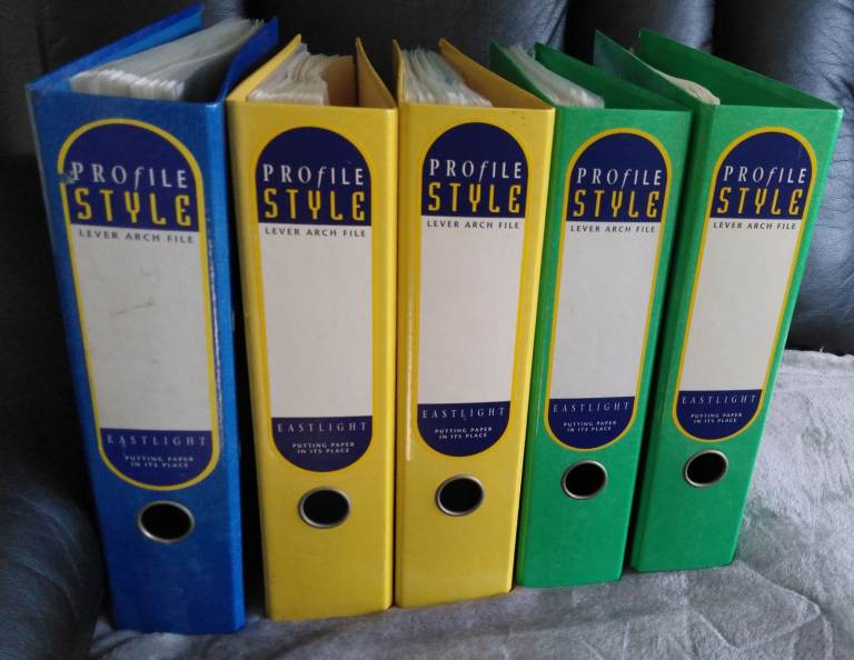  Lever Arch Files - Set of 5, Good Condition