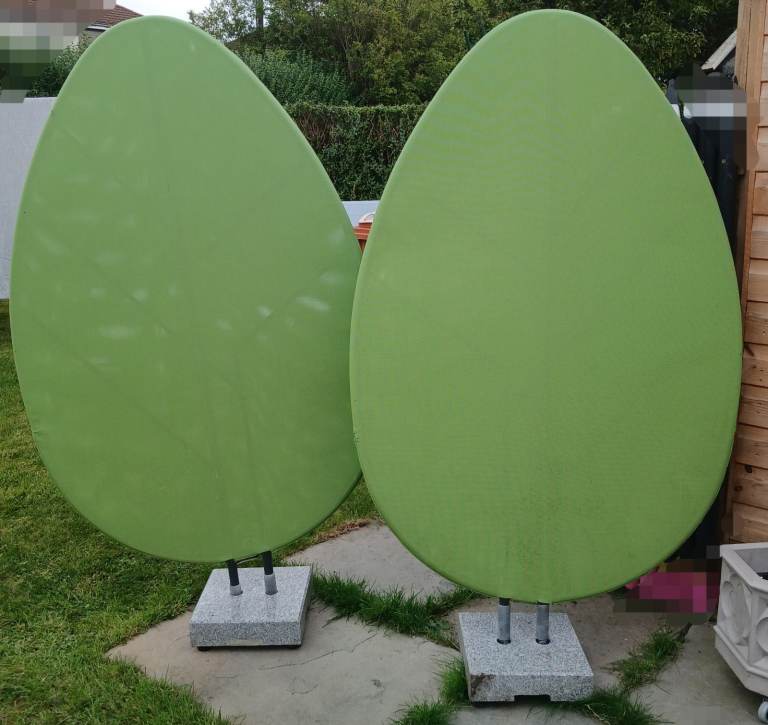 Pair of Large Green Garden Screens on Granite Bases