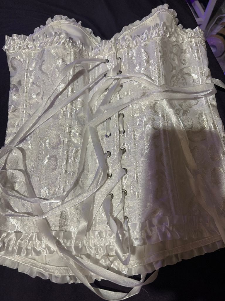 Ladies White Lace-Up Corset Top size s 