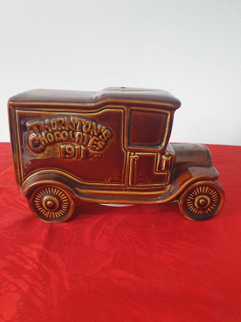 Vintage Thorntons Chocolates Ceramic Money Box – 1911 Delivery Van – Made in England