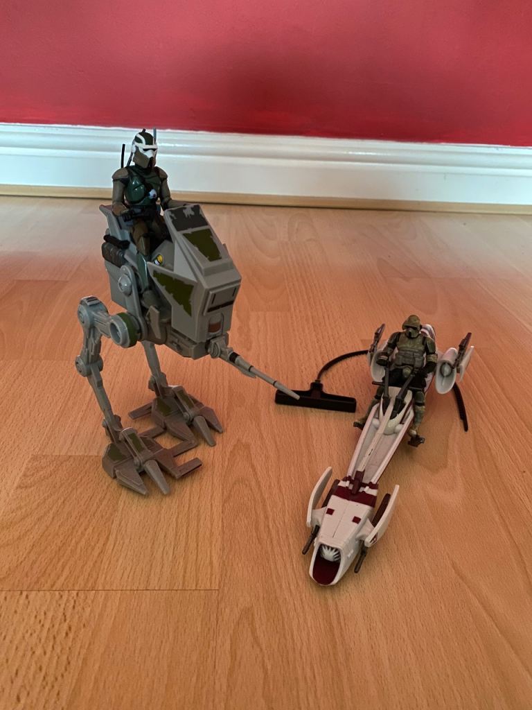 Star Wars Revenge of the Sith AT-RT with Driver & BARC Speeder with Trooper Hasbro 2005