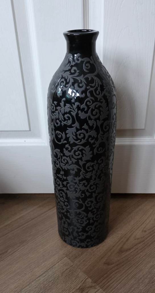 Vintage Black Glass Vase