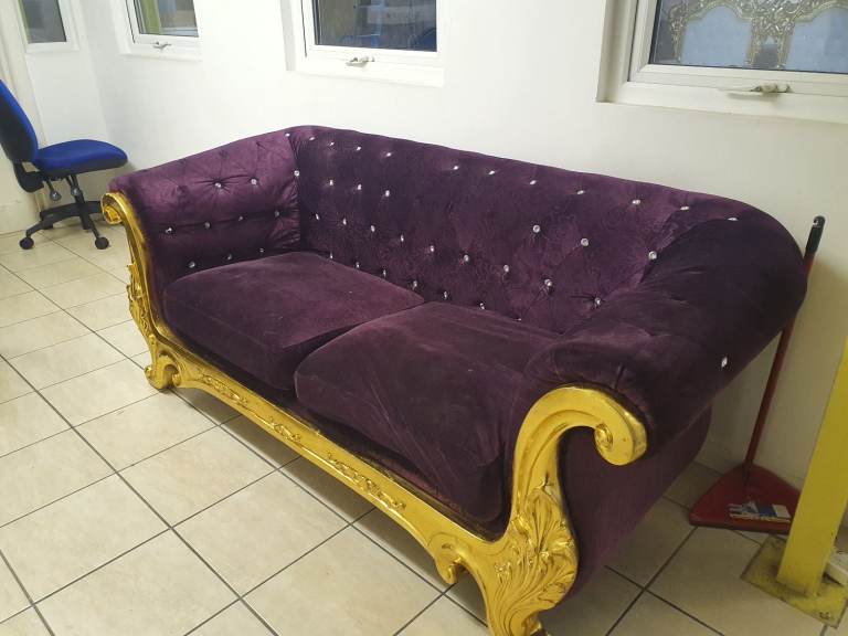 Popular deep purple luxury american diner two three seater sofa couch elegant wedding sofa