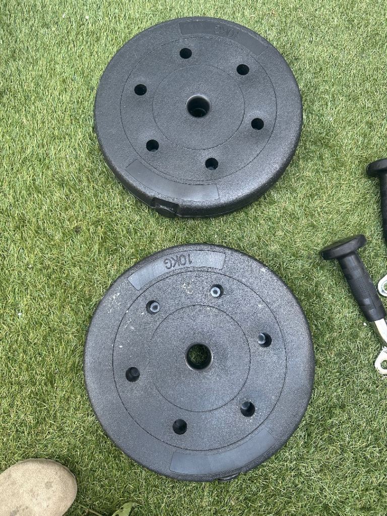 Pair of 10KG Black Plastic Weight Plates – Good Condition