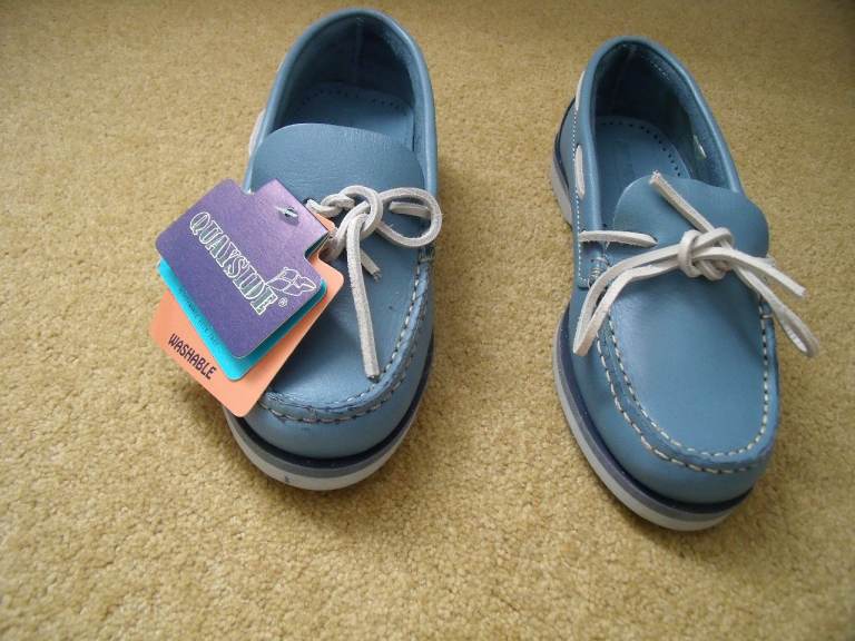 New Ladies Quayside Light Blue Leather Yachting Deck / Boat Shoes Size 36