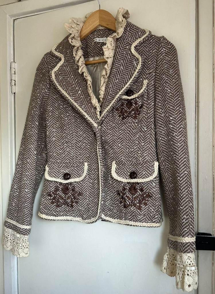 image for New Gorgeous Women's Jacket with lace trim - size 8