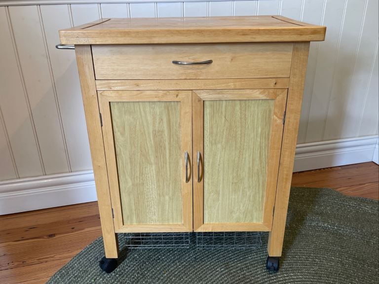 Argos Home Tollerton Solid Wood Kitchen Trolley Island Storage Cupboard on Wheels