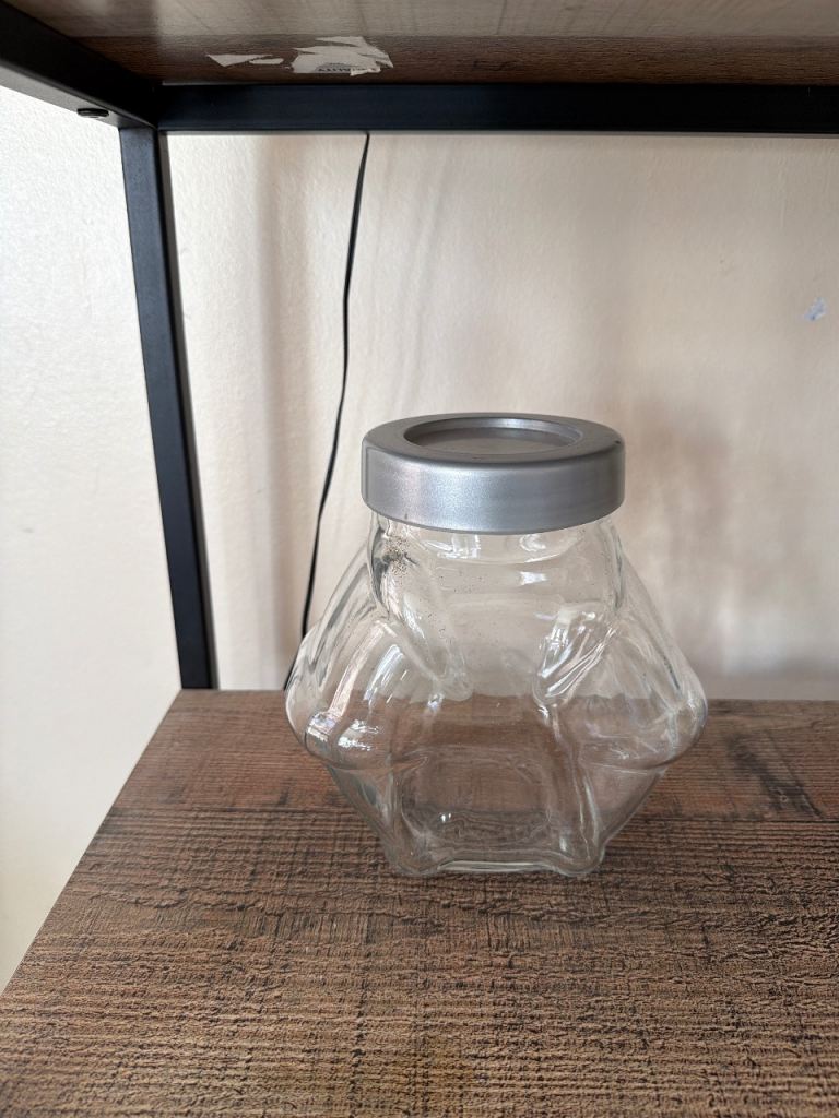 Glass Storage Jar with Silver Lid – As Good As New