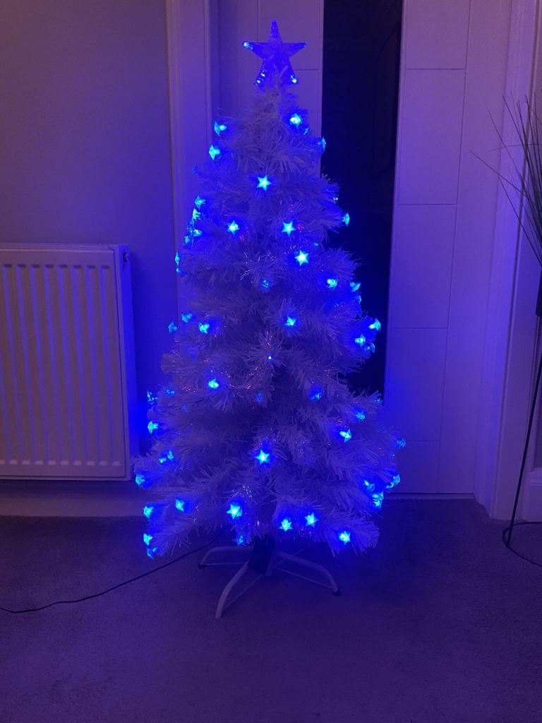 White 4ft fibre optic Christmas tree free
