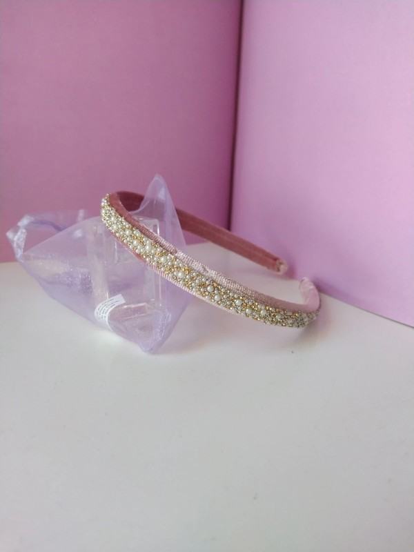 Baroque Velvet Lady Luxury Pearl Champagne Diamond Bridal Hair Band Rose Pink Wedding Cocktail Party