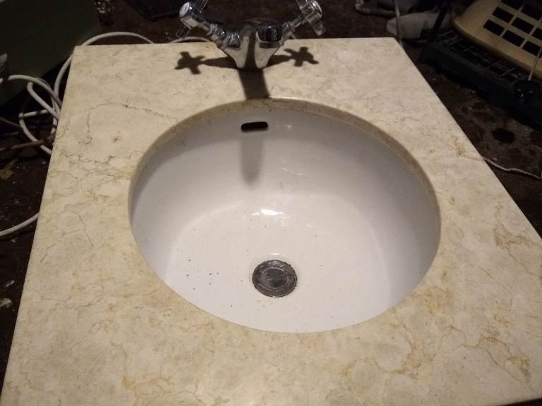 Marble Vanity top with Basin and Bensham Mono Basin Mixer Crosshead Chrome