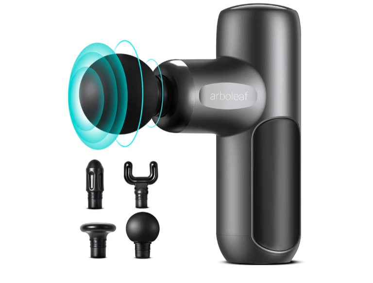 Arboleaf Mini Deep Tissue Massage Gun with 5 Speeds and 4 Silicone Attachments