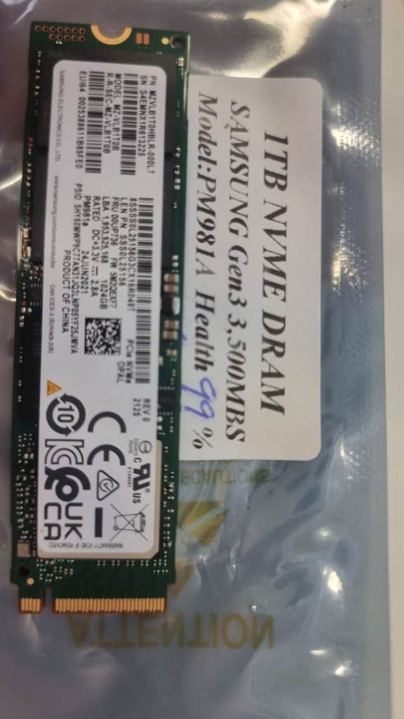 SAMSUNG PM981A 1TB GEN3 M.2 2280 PCIE NVME SSD SOLID STATE DRIVE 99% HEALTH