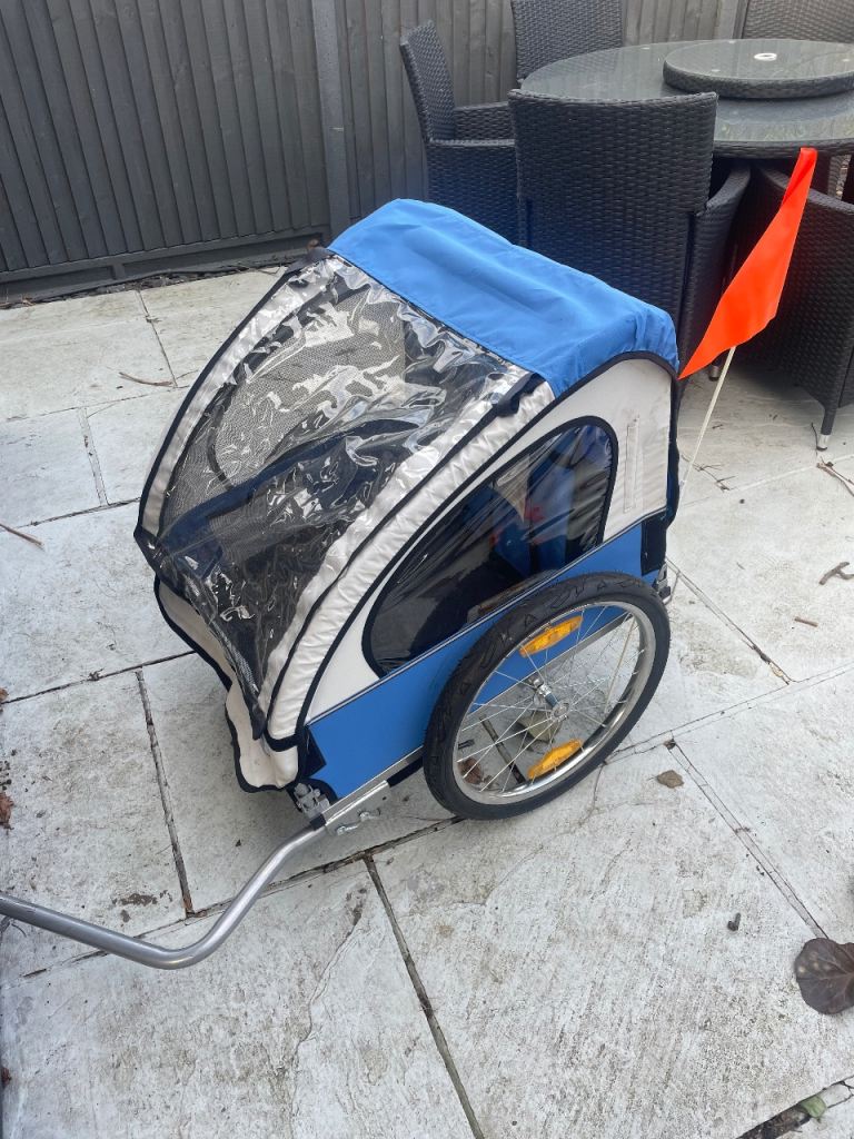 Tommy Toys 2 Seater Blue Kids Bike Trailer with Seat Belt