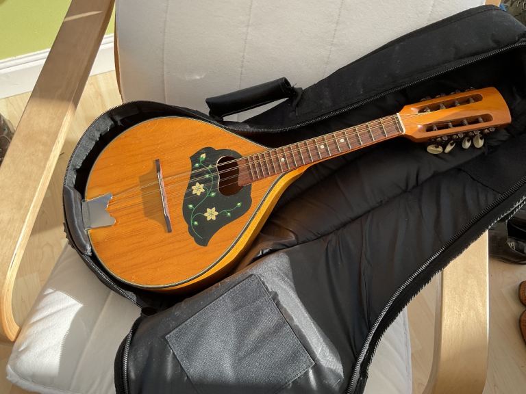 Vintage 1970s East German Flat-Back Mandolin – Striped Back – Perfect Straight Neck