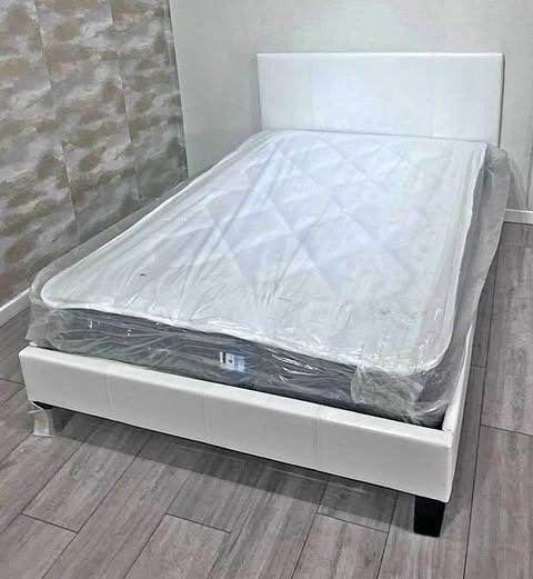 image for Beds Frame Sale offer on Double & King size leather bed Frame with optional Mattress 