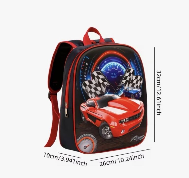Kids Backpack with Red Car Design – New