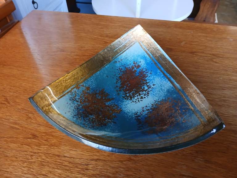 Signed Coloured Art Glass Dish