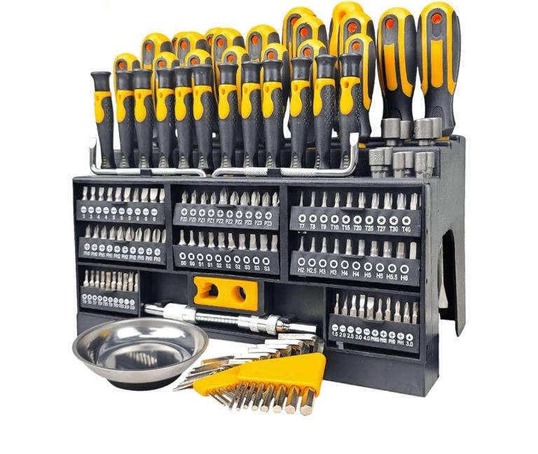 image for 145-piece Magnetic Screwdrivers Set with Plastic Racking, Precision Screwdrivers, Magnetizer