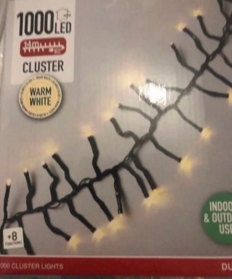 1000 LED Warm White Cluster Lights - New