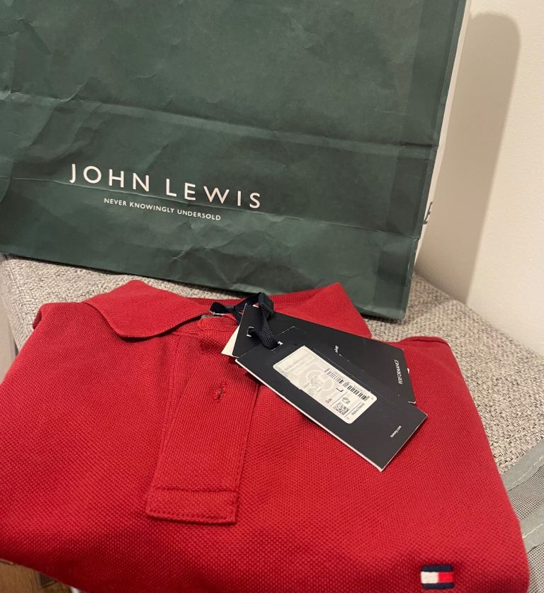 Tommy Hilfiger Polo Shirt – Red, Size L, Brand New with Tags