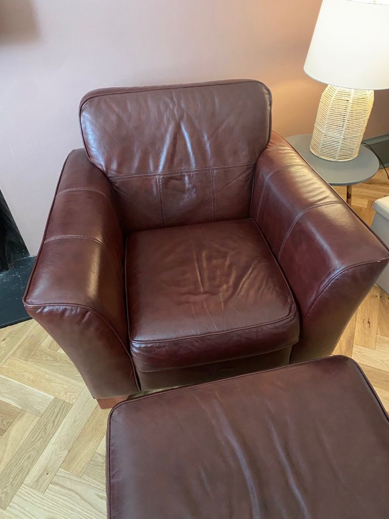 Brown Leather Tub Armchair 