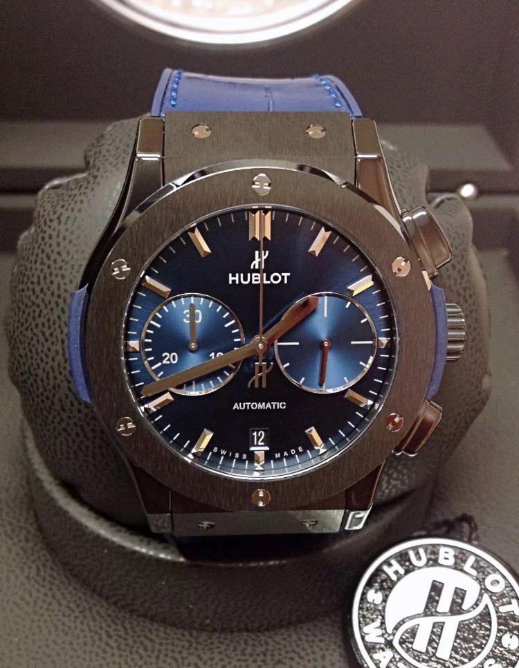 NEW HUBLOT SWISS AUTOMATIC MOVEMENT CHRONOGRAPH WATCH BOXED AND PAPERS 