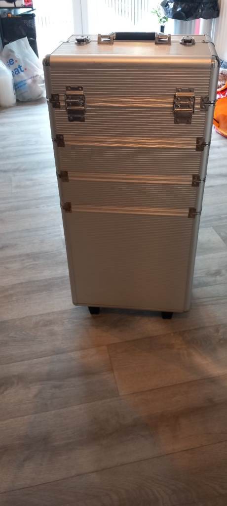 Silver Metal Cosmetics Trolley. 